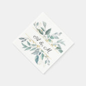 Moderne Eucalyptus Calligraphy Monogram Weddenscha Servet (Hoek)