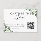 Moderne Eucalyptus Capture The Love QR-code Informatiekaartje (Voorkant)