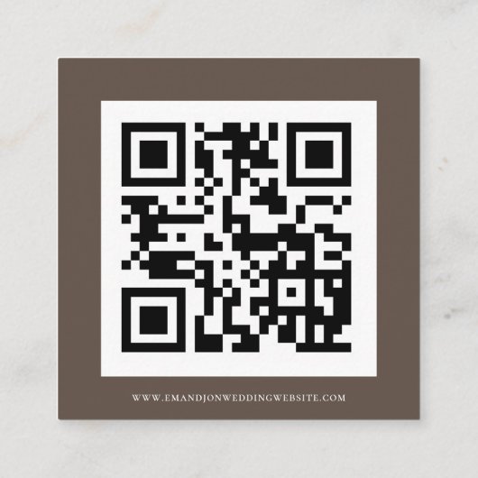 Moderne Eucalyptus Earthy Tone QR Code Weddenschap Informatiekaartje (Achterkant)