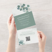 Moderne Eucalyptus Elegant Foliage QR Code Foto All In One Uitnodiging (Afscheurbaar)