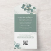 Moderne Eucalyptus Elegant Foliage QR Code Foto All In One Uitnodiging (Binnen)