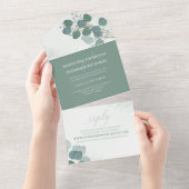 Moderne Eucalyptus Elegant Rustic Foliage Foto All In One Uitnodiging (Afscheurbaar)