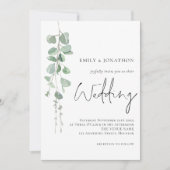Moderne Eucalyptus Elegant Script Wedding Kaart (Voorkant)