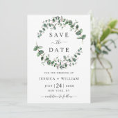 Moderne Eucalyptus Floral Geometric Lijst Wedding Save The Date (Staand voorkant)