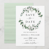 Moderne Eucalyptus Floral Geometric Lijst Wedding Save The Date (Voorkant / Achterkant)