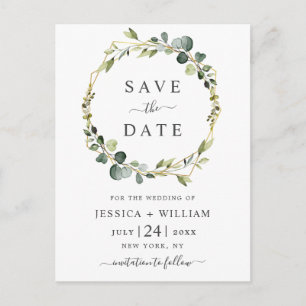 Moderne Eucalyptus Floral Wedding Save the Date Briefkaart