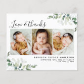 Moderne Eucalyptus foto Baby Dank u kaart (Voorkant)