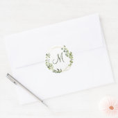 Moderne Eucalyptus Geometrisch Kader MONOGRAM Ronde Sticker (Envelop)