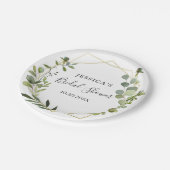 Moderne Eucalyptus Geometrische Frame Bruiloft Papieren Bordje (Gekanteld)