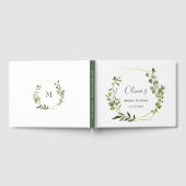 Moderne Eucalyptus Geometrische Frame Bruiloftsdou Gastenboek (Volledig)