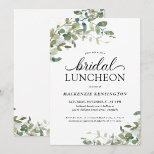 Moderne Eucalyptus Green Bridal Luncheon Kaart