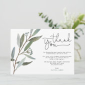 Moderne Eucalyptus Greenery bruiloft Dank u kaart (Staand voorkant)