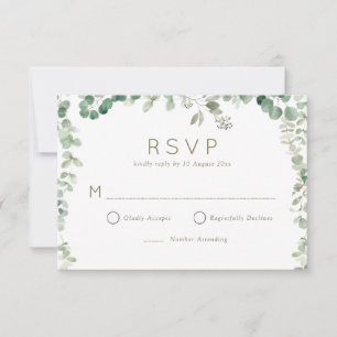 moderne eucalyptus groen RSVP kaart