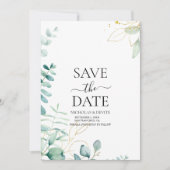 moderne eucalyptus groene bruiloft save the date (Voorkant)