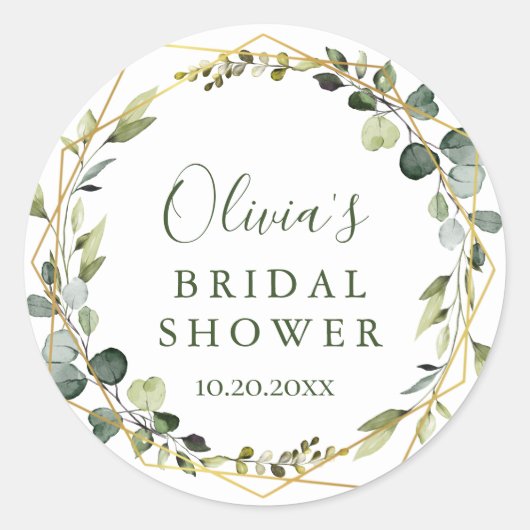 Moderne Eucalyptus Krans Bruidsdouche Boho Ronde Sticker (Voorkant)