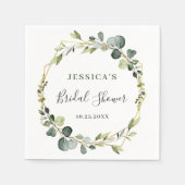 Moderne Eucalyptus Krans Frame Bruidsdouche Servet (Voorkant)