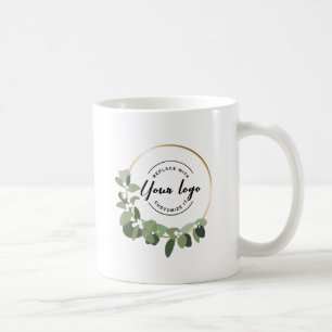 Moderne Eucalyptus krans op maat Business logo Koffiemok