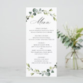 Moderne Eucalyptus Krans Waterverf Boho Bruiloft Menu (Staand voorkant)