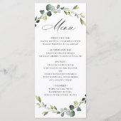 Moderne Eucalyptus Krans Waterverf Boho Bruiloft Menu (Voorkant)