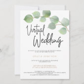 Moderne Eucalyptus Leaf Script Virtuele bruiloft Kaart (Voorkant)