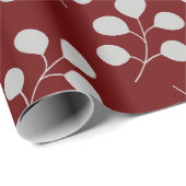 Moderne Eucalyptus Leaves Grey and Wine Cadeaupapier (Rol Hoek)
