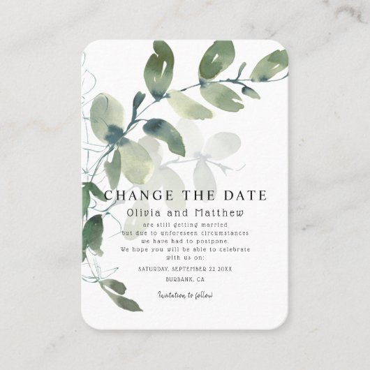 Moderne Eucalyptus Modifier le Faire-part de date (Devant)