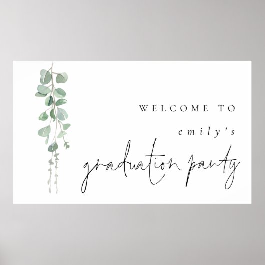Moderne Eucalyptus Name Welkom bij Graduation Part Poster (Voorkant)