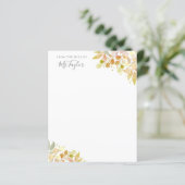 Moderne Eucalyptus Pastel Floral Teacher Note Kaar (Staand voorkant)