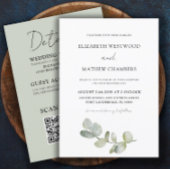 Moderne eucalyptus Sage Green All-in-One Weddensch Kaart