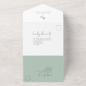 Moderne Eucalyptus Script QR Code Bruiloft All In One Uitnodiging (Buitenkant)