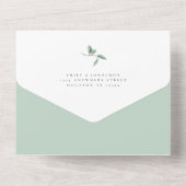 Moderne Eucalyptus Script QR Code Bruiloft All In One Uitnodiging (Achterkant)