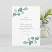 Moderne Eucalyptus Watercolor Groene Huwelijk Kaart (Staand voorkant)