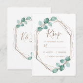 Moderne Eucalyptus Waterverf Coffee Script Weddens RSVP Kaartje (Voorkant / Achterkant)