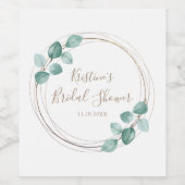 Moderne Eucalyptus Waterverf Coffee Script Weddens Wijn Etiket (Enkel label)