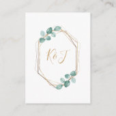 Moderne Eucalyptus Waterverf Gold Script Weddensch Informatiekaartje (Achterkant)