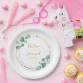 Moderne Eucalyptus Waterverf Gold Script Weddensch Papieren Bordje (Feest)