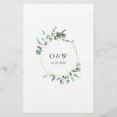 Moderne Eucalyptus Waterverf Weddenschap-menu (Achterkant)