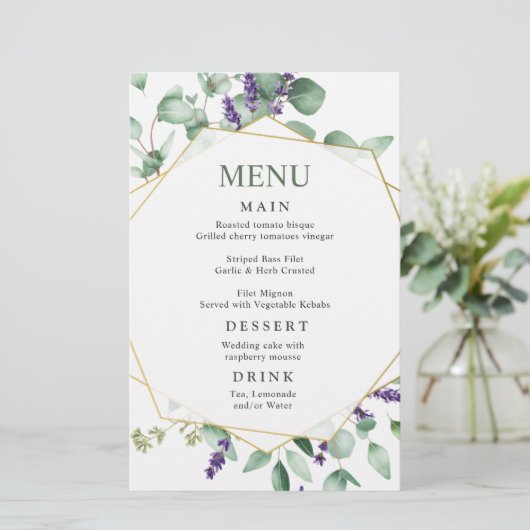 Moderne Eucalyptus Waterverf Weddenschap-menu (Staand voorkant)
