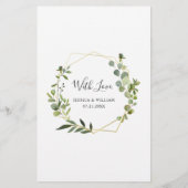Moderne Eucalyptus Waterverf Weddenschap-menu (Achterkant)