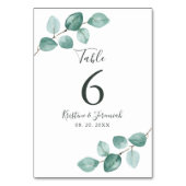 Moderne Eucalyptus Waterverf Zwart Script bruiloft Kaart (Achterkant)