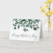 Moderne Eucalyptusblad Moederdag Kaart (Gele Bloem)