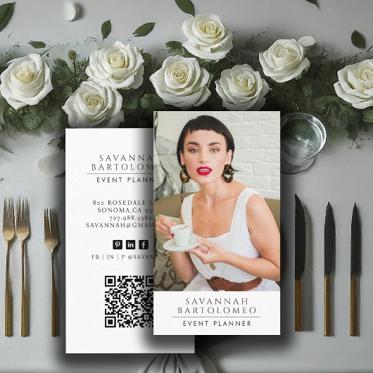 Moderne evenementenplanner Foto QR-code Sociale me Visitekaartje