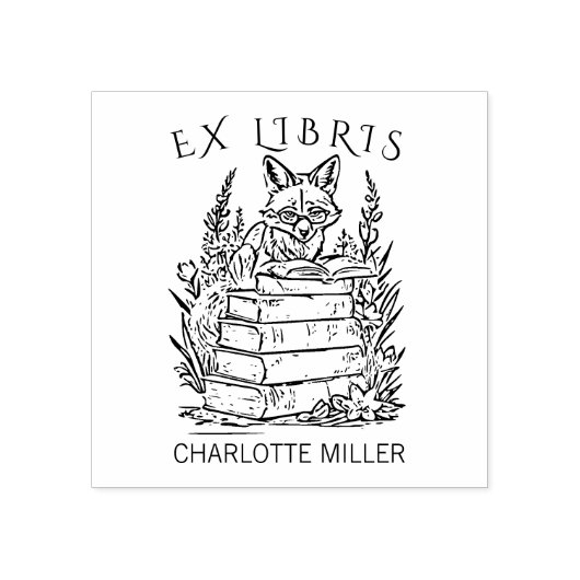 Moderne Ex Libris Fox Bookplate Rubberstempel (Afrduk)