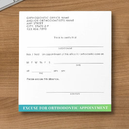 Moderne Excuse Slip Orthodontische Dental Afspraak Notitieblok