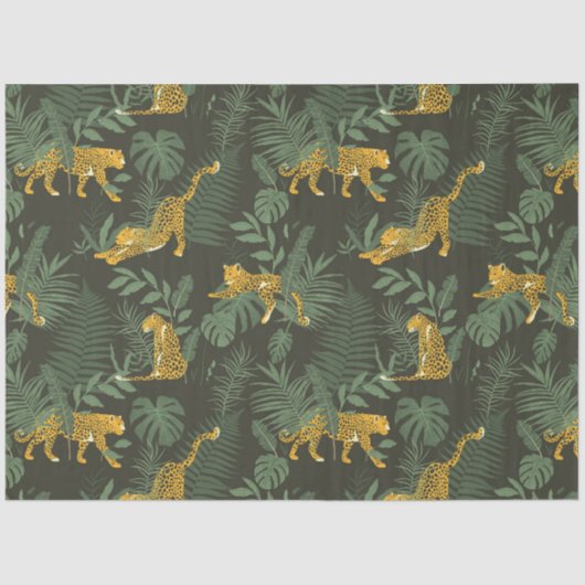 Moderne exotische bladeren en luipaard tissuepapier (Voorkant)
