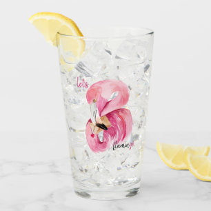 Moderne exotische roze laat Flamingo Waterverf  Glas