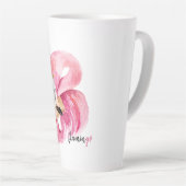 Moderne exotische roze laat Flamingo Waterverf Latte Mok (Rechterhoek)