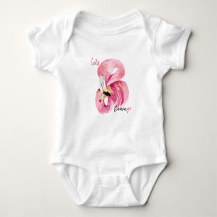 Moderne exotische roze laat Flamingo Waterverf Romper