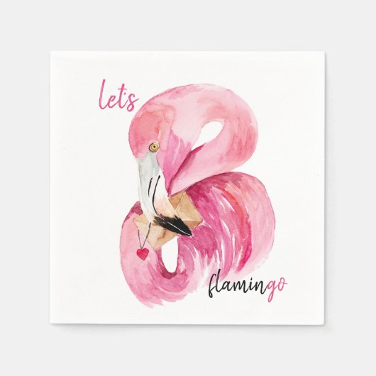 Moderne Exotische Roze Laten we Flamingo Aquarel z Servet (Voorkant)