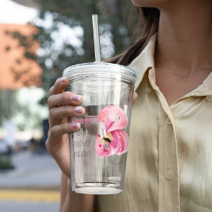 Moderne exotische roze Waterverf flamingo met cita Acryl Drinkbeker